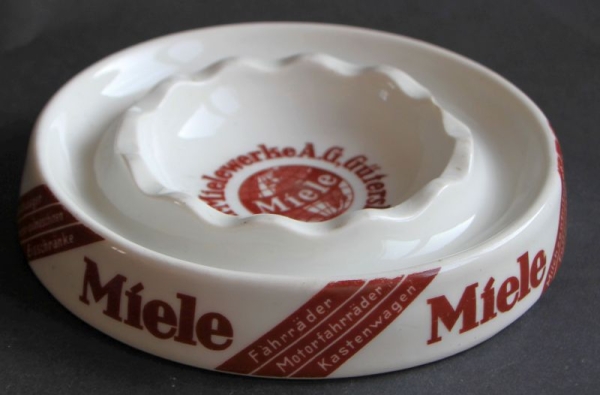 Mielewerke Motorbikes, Comercialcars Advertising-Ashtray 1930 Thomas Porcelain (3131)